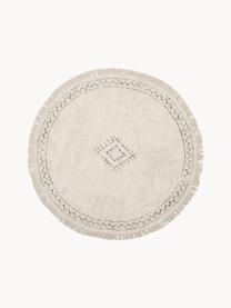 Tapis rond à franges tufté main Fionn, 100 % coton, Beige clair, noir, Ø 150 cm (taille M)