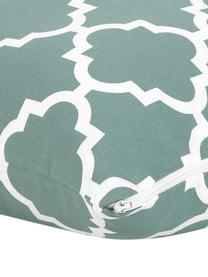Housse de coussin 45x45 avec imprimé graphique Lana, 100 % coton, Vert sauge, blanc, larg. 45 x long. 45 cm
