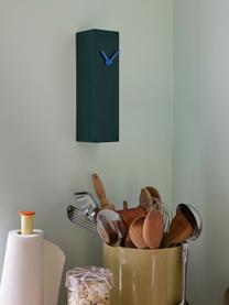 Orologio da parete in metallo Hour, Metallo verniciato, Blu, verde scuro, Larg. 8 x Alt. 28 cm