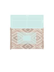 Tapis bohème en laine rose gris Wanda, Rose, gris, crème