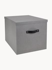 Caja Texas, Caja: cartón laminado, Asa: cuero, Gris, An 32 x Al 32 cm