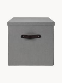 Aufbewahrungsbox Texas, Box: Fester, laminierter Karto, Griff: Leder, Grau, B 32 x H 32 cm