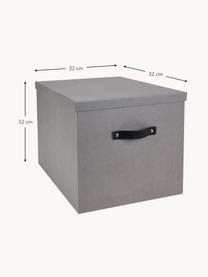 Aufbewahrungsbox Texas, Box: Fester, laminierter Karto, Griff: Leder, Grau, B 32 x H 32 cm