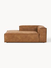 Chaise longue hoekmodule Lennon van gerecycled leer, Bekleding: gerecycled leer (70% leer, Frame: massief hout, multiplex, Poten: kunststof Dit product is , Leer bruin, B 119 x D 180 cm, hoekdeel links