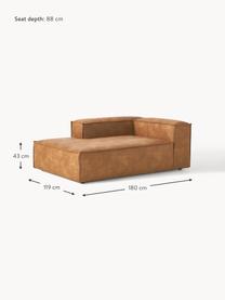 Diván sofá de cuero reciclado Lennon, Tapizado: cuero reciclado (70% cuer, Estructura: madera maciza, madera con, Patas: plástico Este producto es, Cuero marrón, An 119 x F 180 cm, chaise longue izquierda