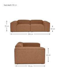 Modulares 3-Sitzer Sofa Dylan in Nougat, Bezug: 100% Polyester Der strapa, Gestell: Massives Kiefernholz, Spe, Füße: Kunststoff Die Füße befin, Braun, B 246 cm x T 113 cm