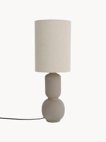 Große Tischlampe Nora, Lampenschirm: Leinenstoff, Lampenfuß: Keramik, Beiget, Taupe, Ø 28 x H 77 cm