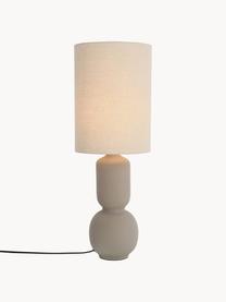 Große Tischlampe Nora, Lampenschirm: Leinenstoff, Lampenfuß: Keramik, Beiget, Taupe, Ø 28 x H 77 cm