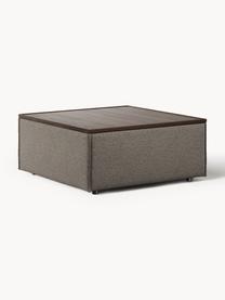 Sofa-Hocker Lennon aus Bouclé mit Stauraum, Bezug: Bouclé (80 % Polyester, 2, Tablett: Eichenholz, Spannplatte m, Gestell: Spanplatte, mitteldichte , Bouclé Greige, dunkles Eichenholz, B 88 x T 88 cm