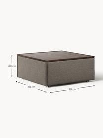 Sofa-Hocker Lennon aus Bouclé mit Stauraum, Bezug: Bouclé (80 % Polyester, 2, Tablett: Eichenholz, Spannplatte m, Gestell: Spanplatte, mitteldichte , Bouclé Greige, dunkles Eichenholz, B 88 x T 88 cm