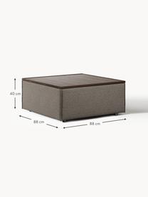 Sofa-Hocker Lennon aus Bouclé mit Stauraum, Bezug: Bouclé (80 % Polyester, 2, Tablett: Eichenholz, Spannplatte m, Gestell: Spanplatte, mitteldichte , Bouclé Greige, dunkles Eichenholz, B 88 x T 88 cm