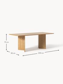 Jídelní stůl Toni, 200 x 90 cn, Lakovaná MDF deska (dřevovláknitá deska střední hustoty) s dubovou dýhou, Světlé dřevo, Š 200 cm, V 75 cm