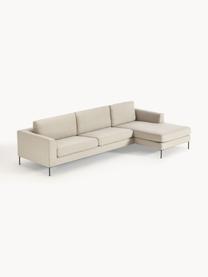 Ecksofa Cucita (4-Sitzer), Bezug: Webstoff (100% Polyester), Gestell: Massives Kiefernholz, Füße: Metall, lackiert Dieses P, Webstoff Hellbeige, B 302 x T 163 cm, Eckteil links