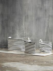 Aufbewahrungskorb Stripes, Baumwolle, Polyester, Kunstseide, Schwarz, Weiss, Ø 40 x H 25 cm