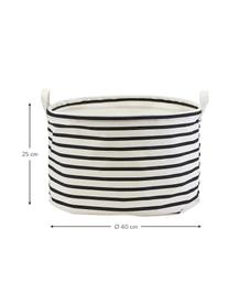 Cesta Stripes, Algodón, poliéster, seda sintética, Negro, blanco, Ø 40 x H 25 cm