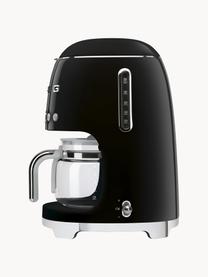 Filterkaffeemaschine 50's Style, Gehäuse: Metall, lackiert, Kanne: Glas, Schwarz, glänzend, B 26 x H 36 cm