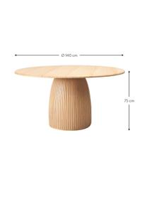 Table ronde avec pied strié Nelly, tailles variées, Placage chêne, avec panneau de fibres à densité moyenne (MDF), certifié FSC, Bois de chêne, Ø 140 x haut. 75 cm