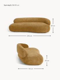 Sofa Alba (3-Sitzer) aus Teddy-Bouclé, Bezug: 100 % Polyester Der strap, Gestell: Massives Fichtenholz, Kie, Füße: Kunststoff Dieses Produkt, Teddy-Bouclé Ocker, B 235 x T 114 cm, Rückenlehne links