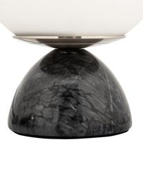 Kleine Tischlampe Shining Pearl mit Marmorfuß, Lampenschirm: Opalglas, Lampenfuß: Marmor, Schwarz, Weiß, Ø 15 x H 21 cm