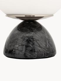 Kleine Tischlampe Shining Pearl mit Marmorfuß, Lampenschirm: Opalglas, Lampenfuß: Marmor, Schwarz, marmoriert, Weiß, Ø 15 x H 21 cm