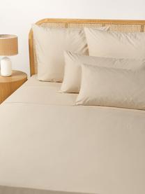 Drap plat en percale de coton Elsie, Beige, larg. 240 x long. 280 cm