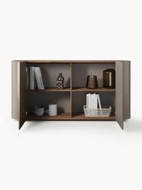 Credenza Jodie, Struttura: legno massiccio di frassi, Greige, legno di noce, Larg. 160 x Alt. 79 cm