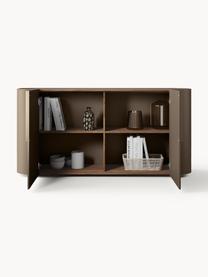 Credenza Jodie, Struttura: legno massiccio di frassi, Greige, legno di noce, Larg. 160 x Alt. 79 cm