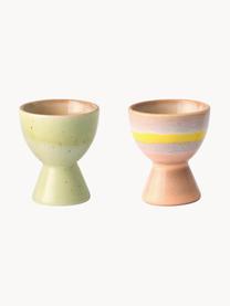 Soportes de huevo artesanles 70's, 4 uds., Cerámica de gres, Multicolor, Ø 5 x Al 6 cm