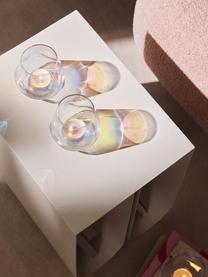 Handgefertigte Teelichthalter Rainbow, 3er-Set, Glas, Transparent, irisierend, Ø 9 x H 9 cm