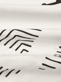 Gewassen katoenen dekbedovertrek Kohana in boho stijl, Weeftechniek: perkal Draaddichtheid 180, Crèmewit, zwart, 140 x 200 cm, 2-delig