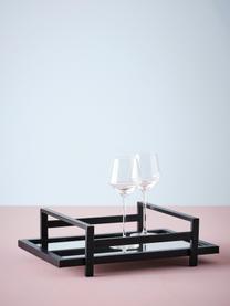 Decoratief dienblad Alvy, Frame: gecoat metaal, Plank: spiegelglas, Zwart, 46 x 13 cm