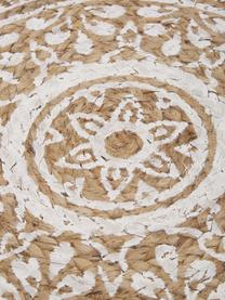 Runder Jute-Teppich Dahlia, handgefertigt, 100% Jute, Beige, Weiß, Ø 200 cm (Größe L)
