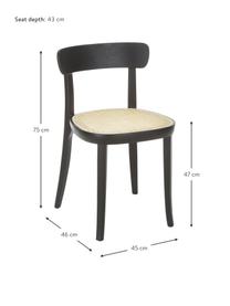 Holzstühle Richie mit Wiener Geflecht, 2 Stück, Sitzfläche: Rattan, Gestell: Buchenholz, massiv, Beige, Buchenholz, B 45 x H 75 cm