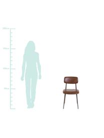 Kunstleder-Stühle Arthur, 2 Stück, Gestell: Dunkles Rohmetall, Bezug: Polyurethan (Kunstleder), Braun, B 42 x T 44 cm