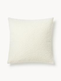 Housse de coussin avec ornements Lance, 90 % polyester, 10 % acrylique, Blanc cassé avec motif d'étoiles vert foncé et rouge, larg. 50 x long. 50 cm