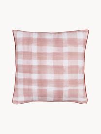 Housse de coussin rectangulaire réversible Check de Candice Gray, 100 % coton, certifié GOTS, Vieux rose, blanc, larg. 50 x long. 50 cm