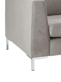 Fluwelen hoekbank Luna, Bekleding: fluweel (polyester), Frame: massief beukenhout, Poten: gegalvaniseerd metaal, Fluweel beige, zilverkleurig, B 280 x D 184 cm