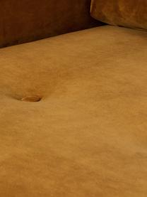 Sofa z aksamitu z nogami z drewna dębowego Saint (2-osobowa), Tapicerka: aksamit (poliester) Dzięk, Musztardowy aksamit, S 169 x G 87 cm