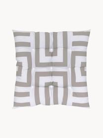 Baumwoll-Sitzkissen Bram mit grafischem Muster, Bezug: 100% Baumwolle, Taupe, Weiss, B 40 x L 40 cm