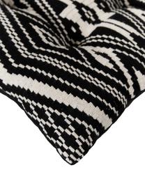 Katoenen stoelkussen Blaki in zwart, Bekleding: 100% katoen, Zwart, crèmewit, B 40 x L 40 cm