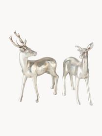 Cerfs décoratifs Tobin, 2 élém., Plastique, Argenté, larg. 18 x haut. 23 cm