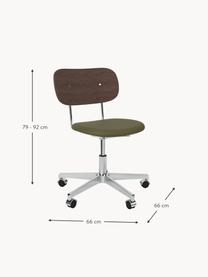 Sedia da scrivania in pelle regolabile in altezza Co, Rivestimento: pelle, Pelle verde oliva, legno scuro, argentato, Larg. 66 x Prof. 66 cm