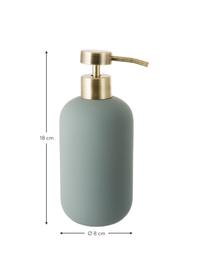 Dosatore di sapone Lotus, Contenitore: ceramica, Testa della pompa: metallo, Verde, ottone, Ø 8 x A 18 cm