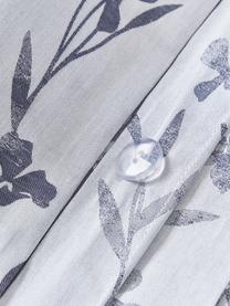 Housse de couette en satin de coton avec imprimé floral et ourlet Hurley, Bleu ciel, bleu, larg. 200 x long. 200 cm