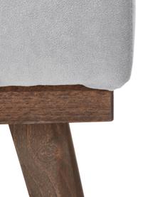 Sofa-Hocker Alva aus Samt in Grau mit Buchenholz-Füssen, Bezug: Samt (Hochwertiger Polyes, Gestell: Massives Kiefernholz, Grau, 74 x 30 cm