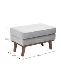 Sofa-Hocker Alva aus Samt in Grau mit Buchenholz-Füssen, Bezug: Samt (Hochwertiger Polyes, Gestell: Massives Kiefernholz, Grau, 74 x 30 cm