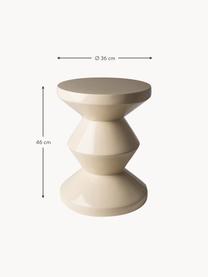 Table d'appoint ronde Zig Zag, Plastique, laqué, Beige clair, Ø 36 x haut. 46 cm