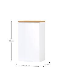 Badkamer wandkast Julian, B 39 cm, Frame: spaanplaat, melamine geco, Wit, houtkleurig, B 39 cm x H 69 cm