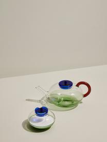 Mondgeblazen glazen theepot NoRush, 900 ml, Glas, Donkerblauw, groen, transparant, rood, 900 ml