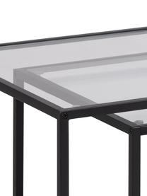 Couchtisch-Set Seaford mit Glasplatte, 2-tlg., Gestell: Metall, pulverbeschichtet, Schwarz,Transparent, Set mit verschiedenen Größen